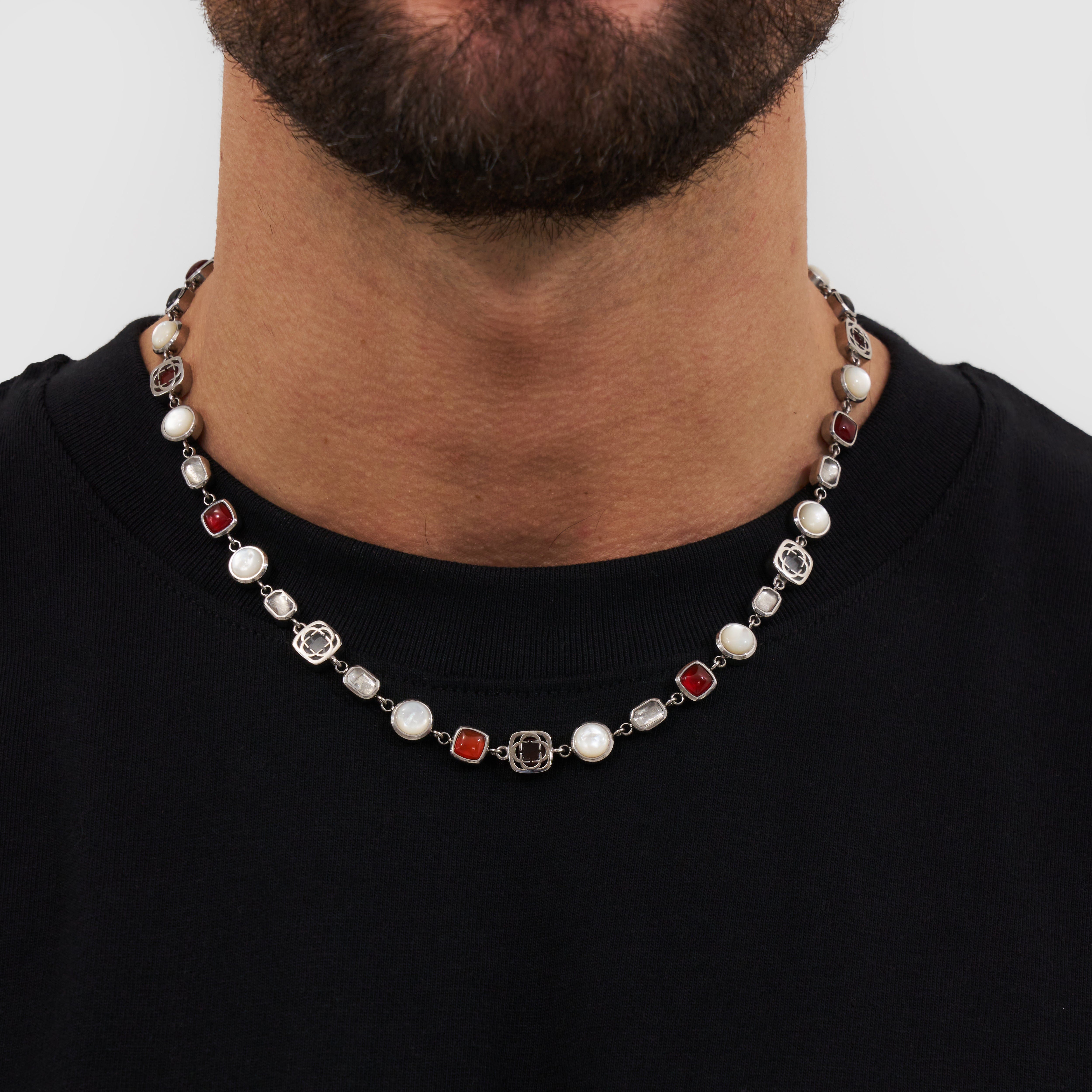 Ensemble de pierres précieuses en cristal rouge (argent)