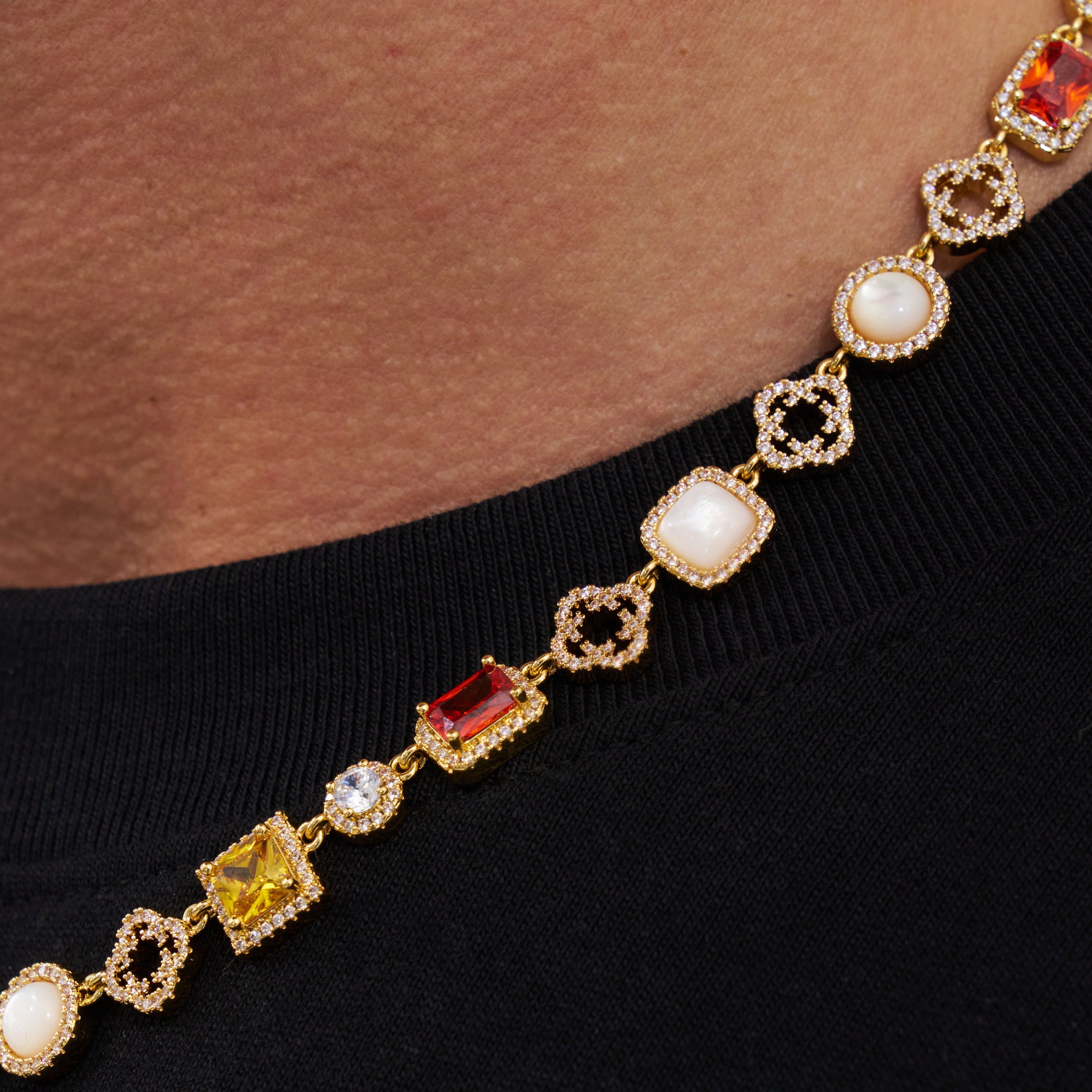 Iced Gemstone Necklace (Gold)