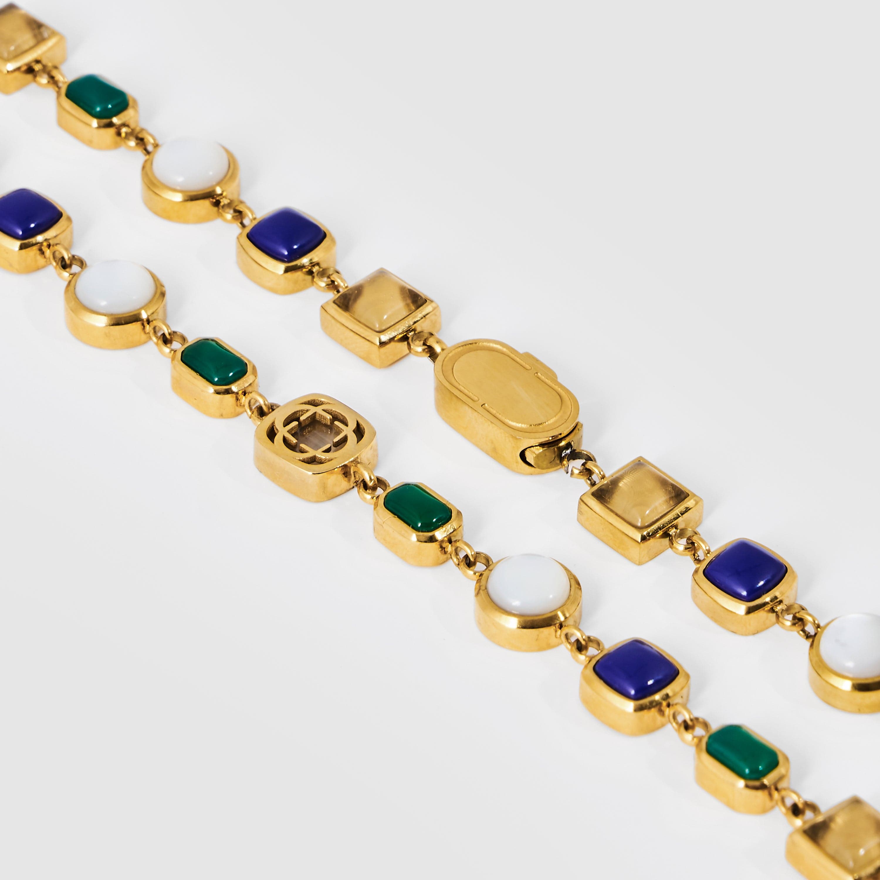 Blue Crystal Gemstone Necklace (Gold)