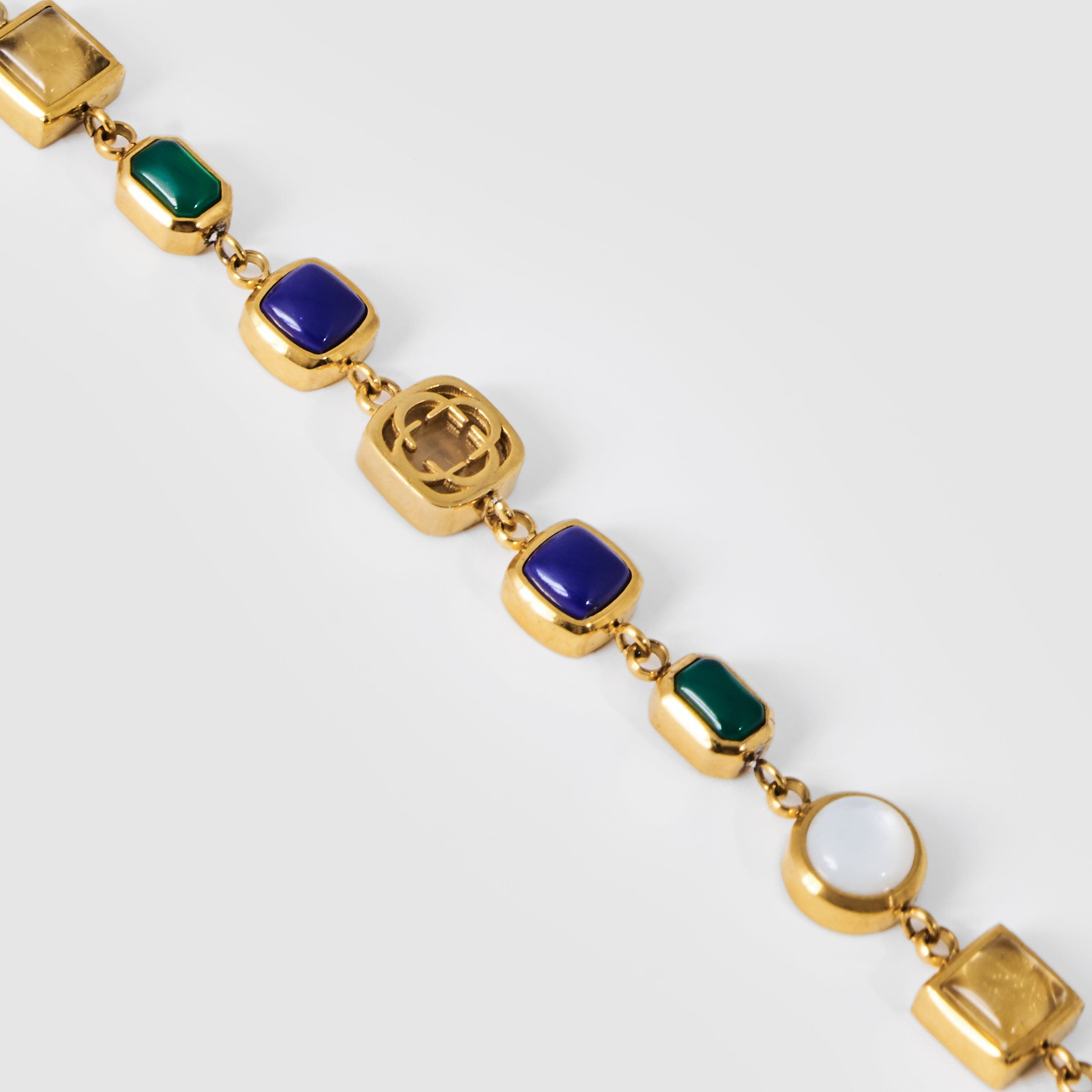 Blue Crystal Gemstone Bracelet (Gold)