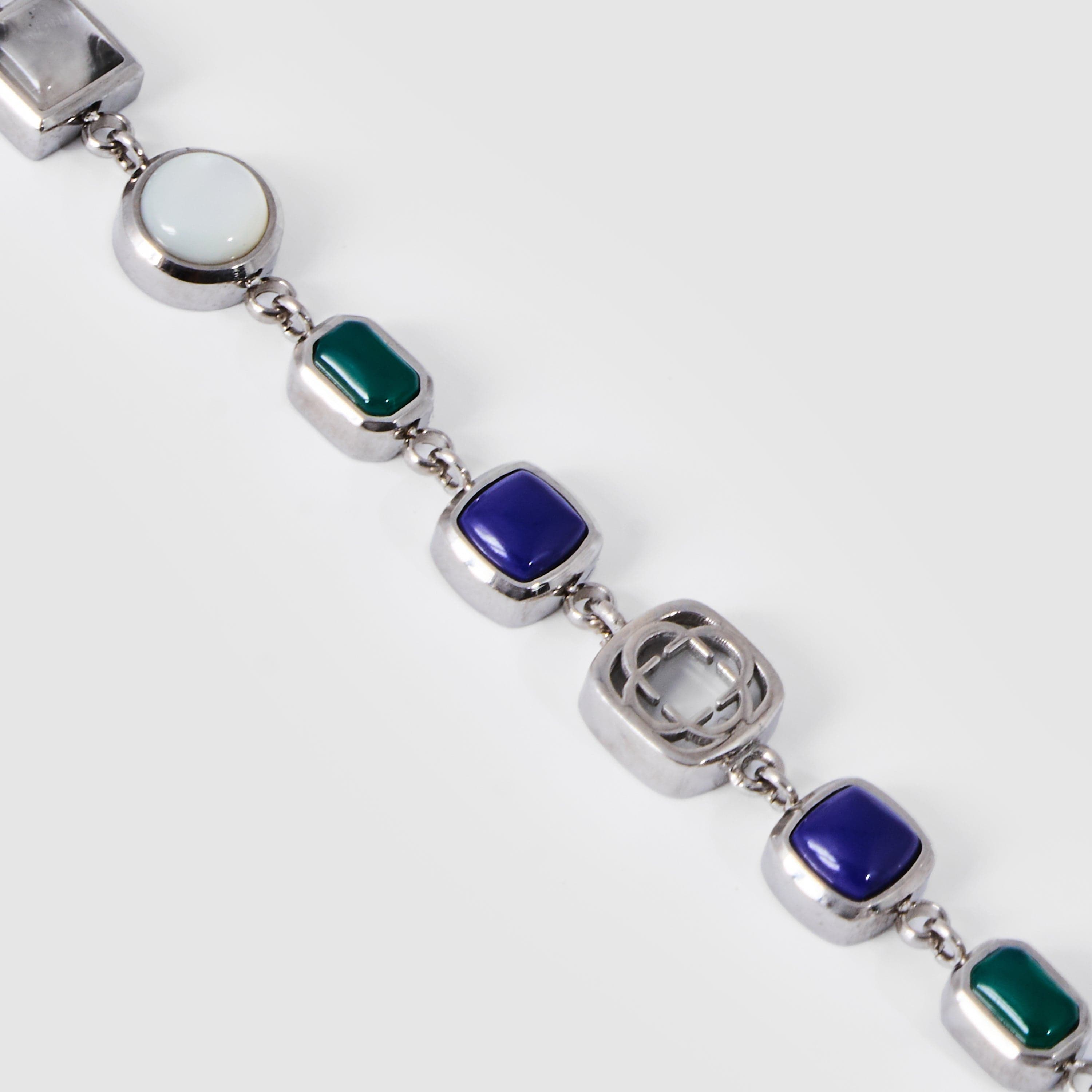 Blue Crystal Gemstone Bracelet (Silver)
