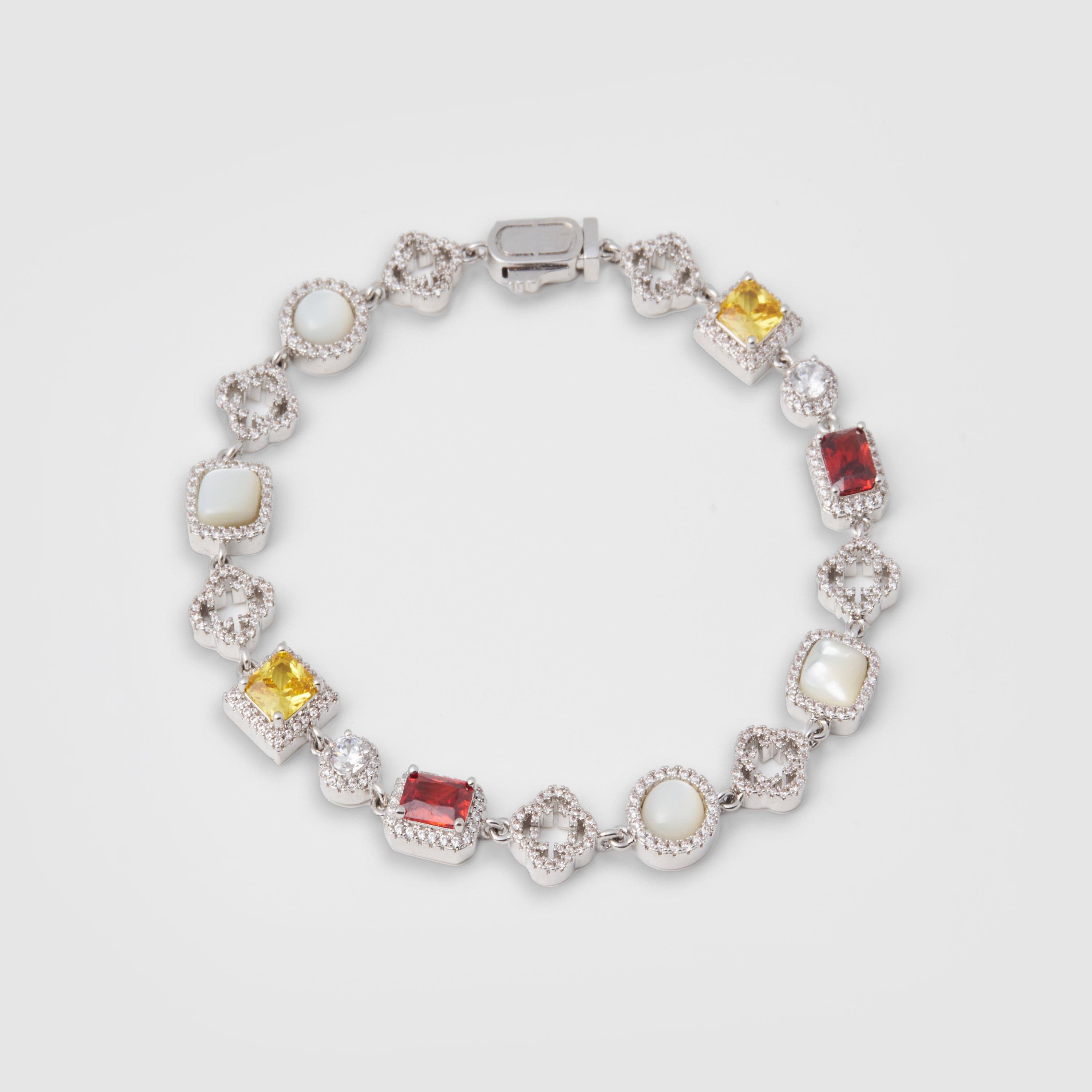 Iced Gemstone Bracelet (Silver)