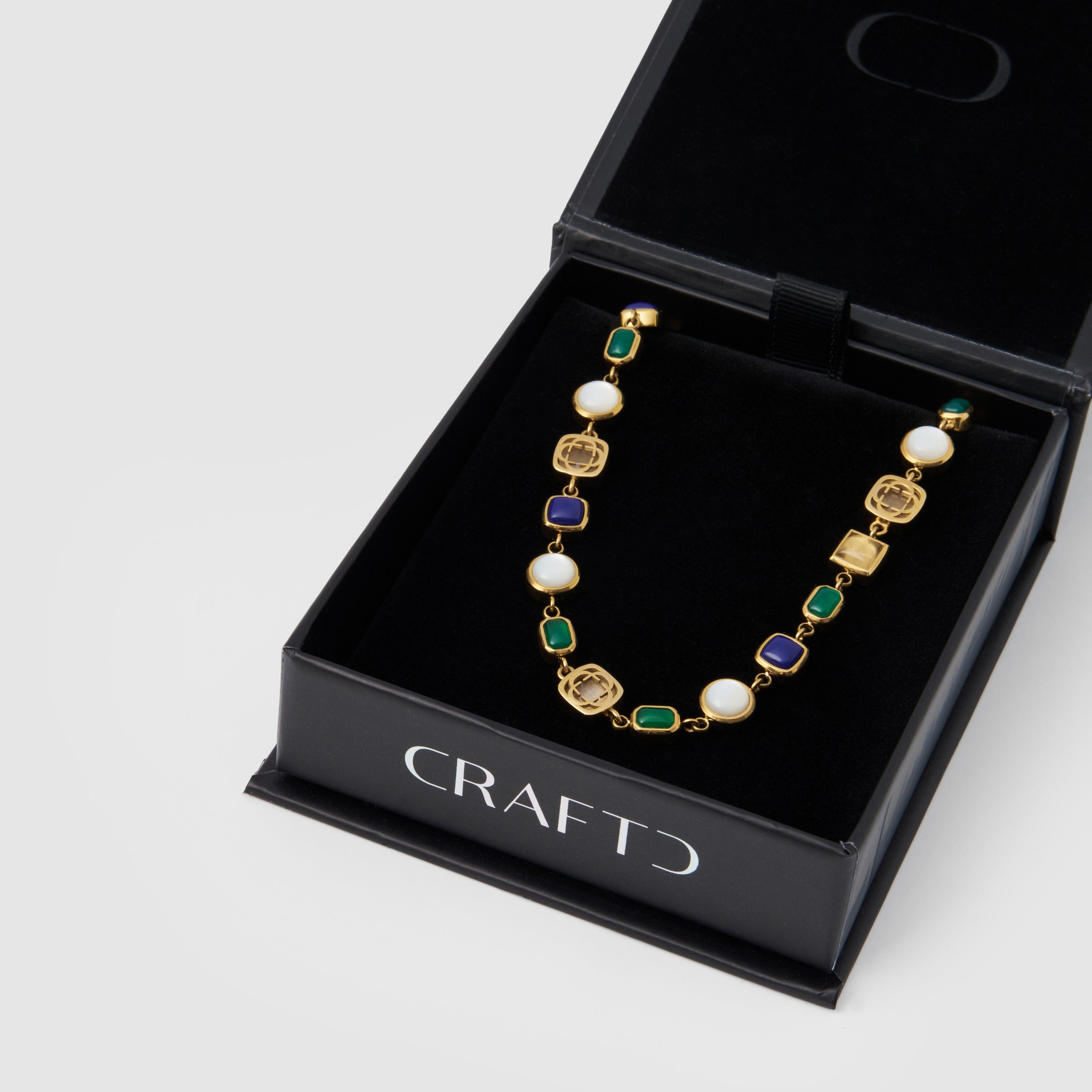 Blue Crystal Gemstone Bracelet (Gold)