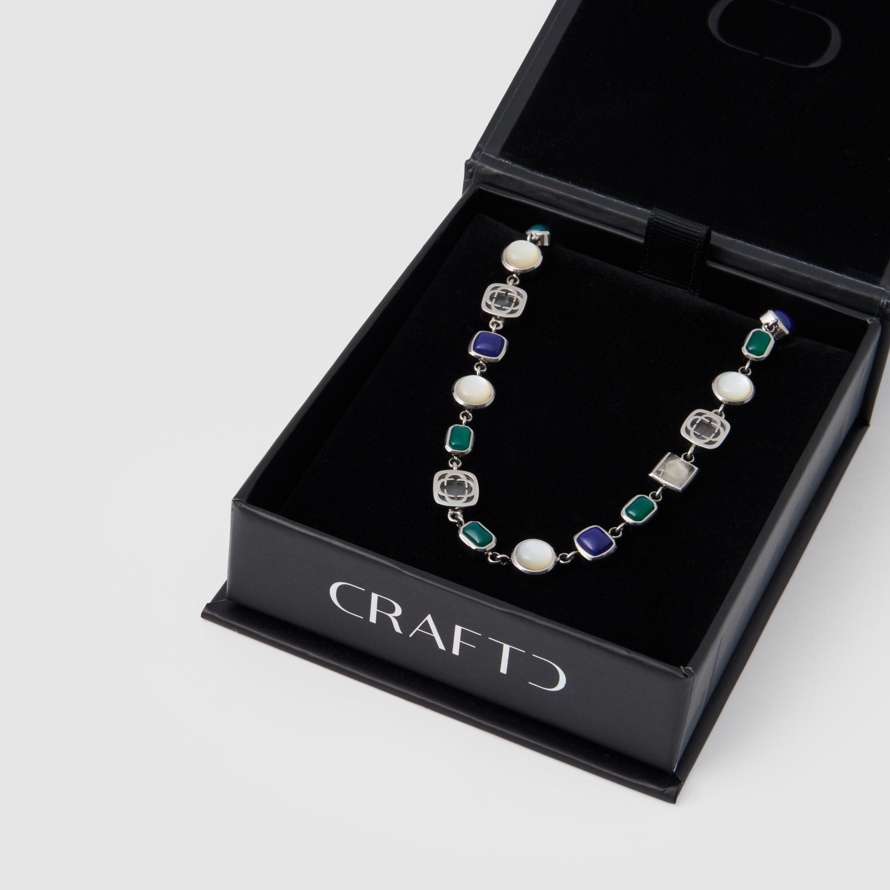 Blue Crystal Gemstone Bracelet (Silver)