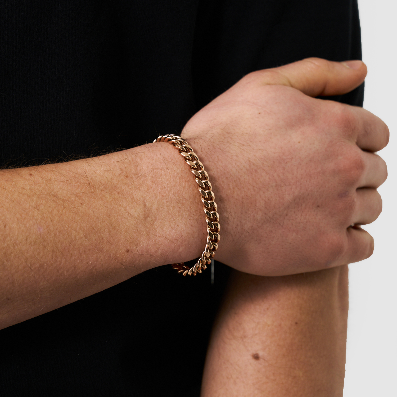 Bracelet cubain (or rose) 8 mm