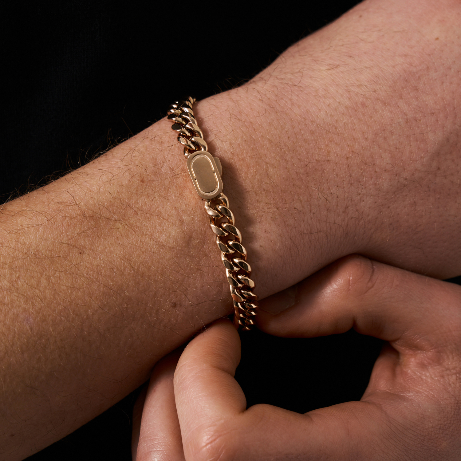 Bracelet cubain (or rose) 8 mm