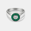 Malachite Round Gem Signet Ring (Silver)