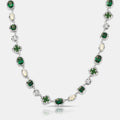 Melted Emerald Gemstone Necklace (Silver)
