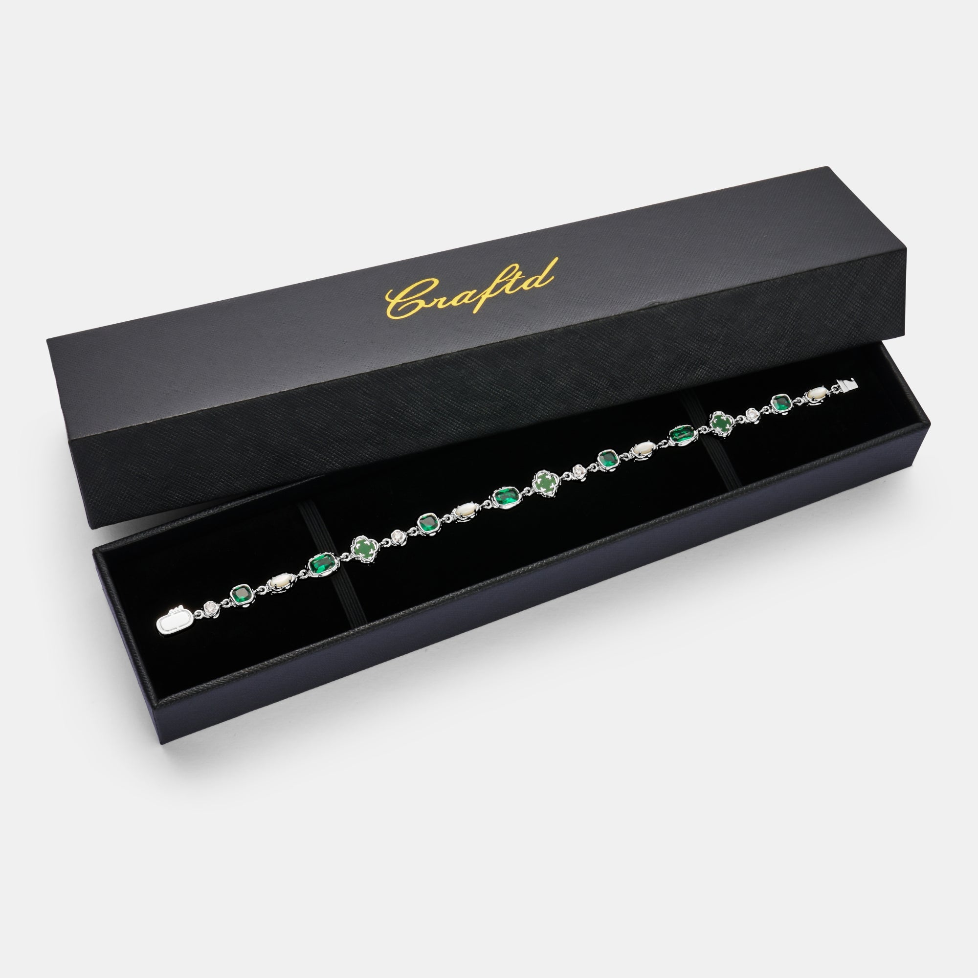 Melted Emerald Gemstone Necklace (Silver)