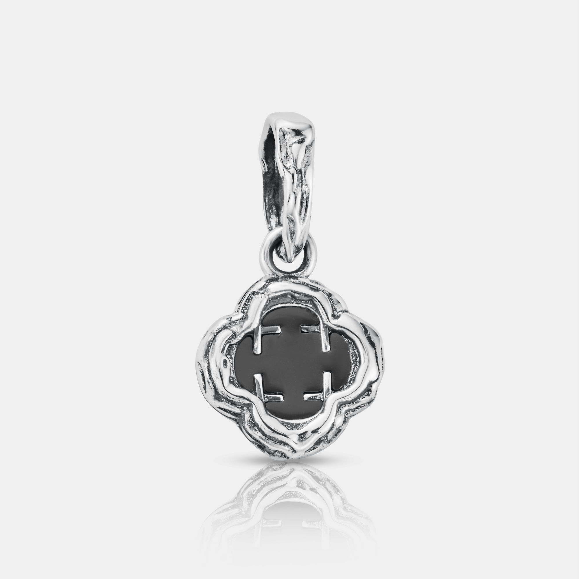 Melted Onyx Clover Stone (Silver) | Sterling Silver