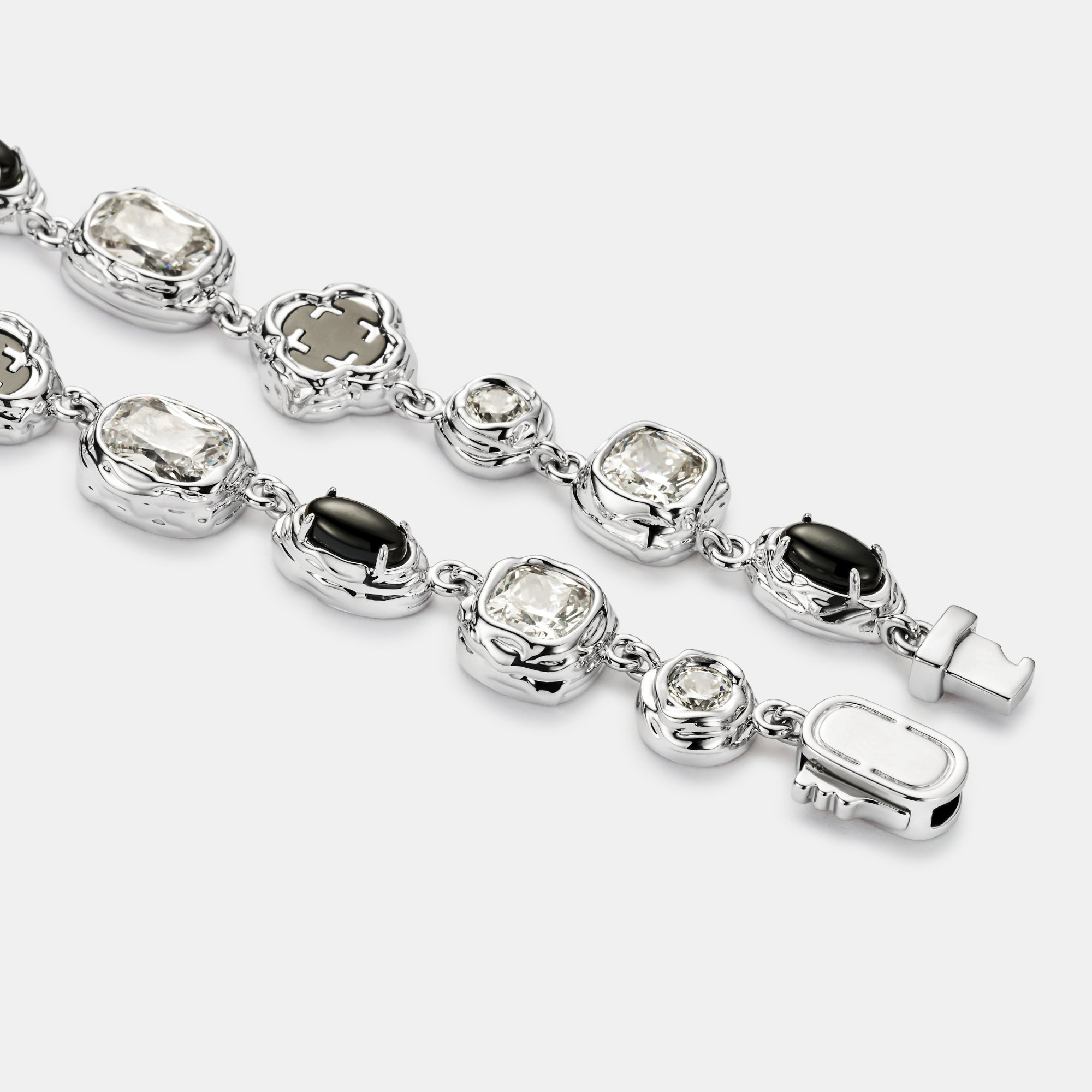 Melted Onyx Gemstone Necklace (Silver)