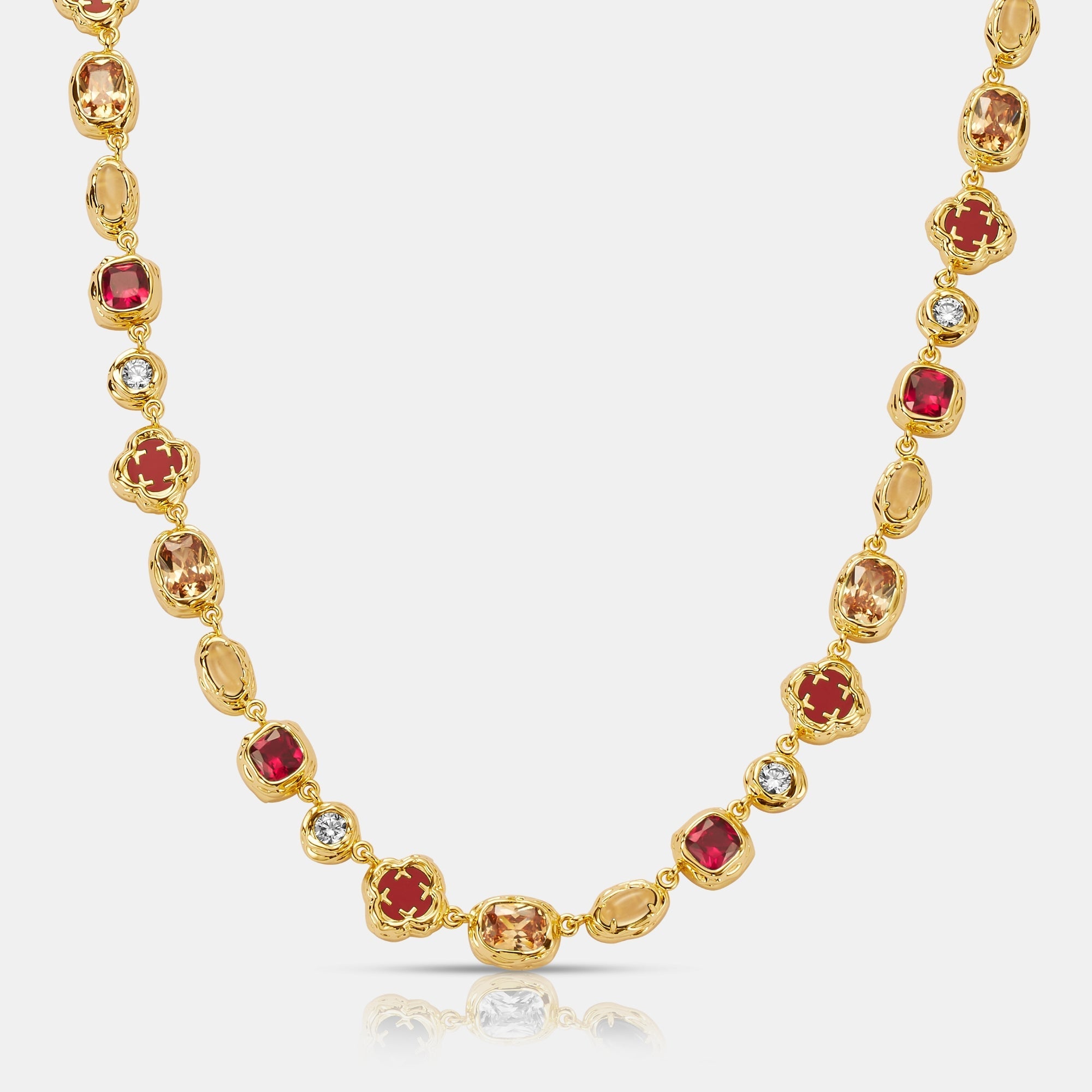 Melted Ruby Gemstone Necklace (Gold)