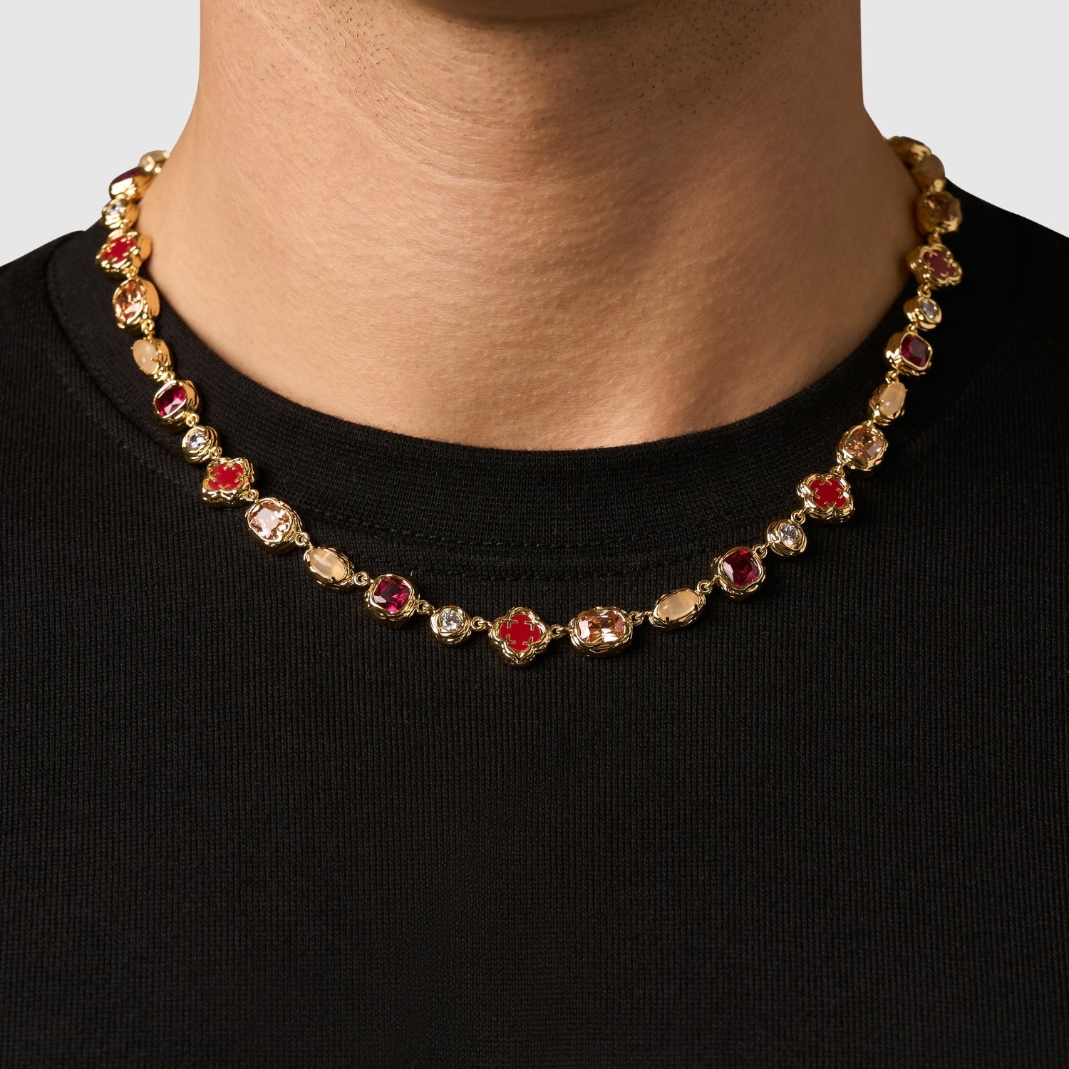 Melted Ruby Gemstone Necklace (Gold)