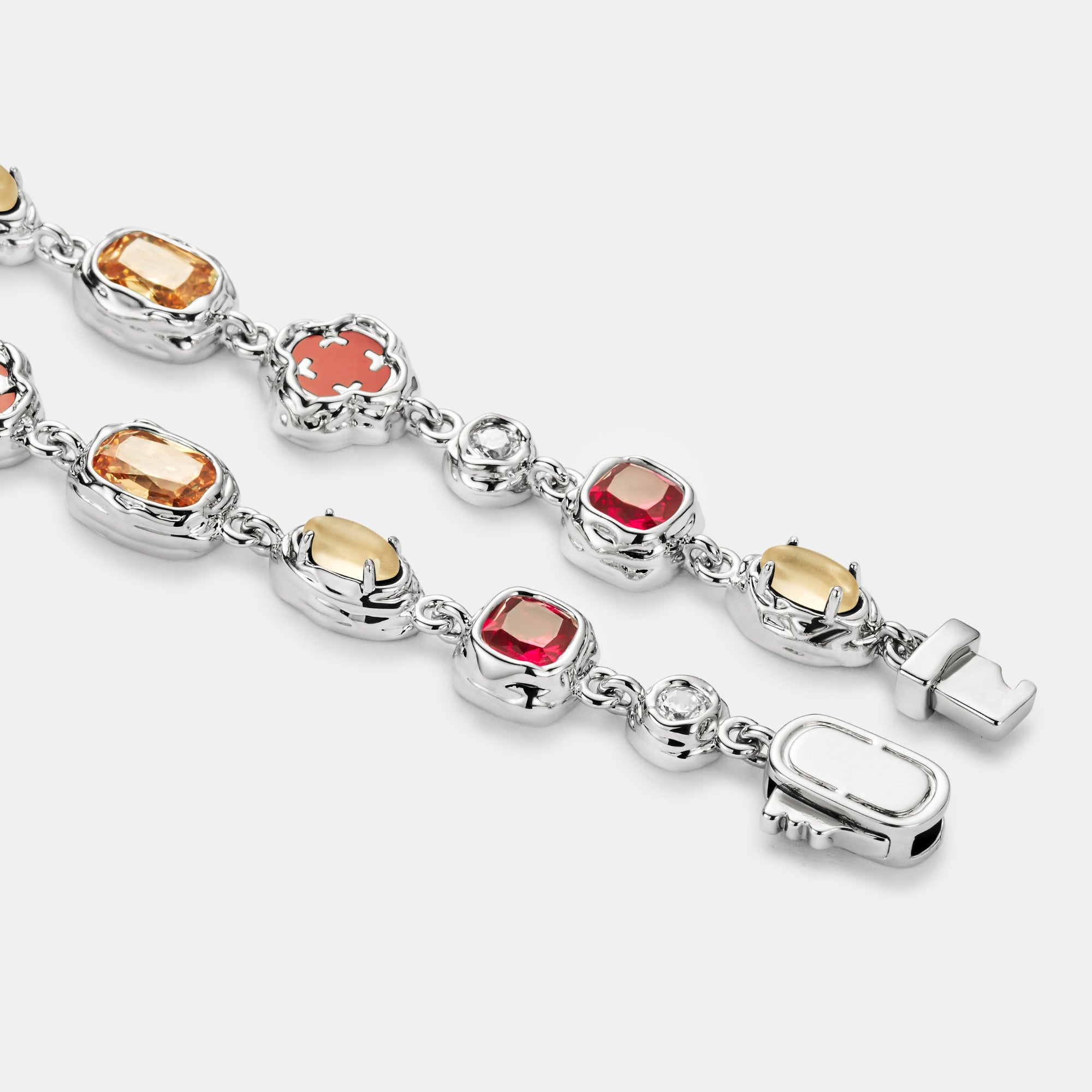 Melted Ruby Gemstone Bracelet (Silver)