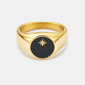 Onyx North Star Signet Ring (Gold)