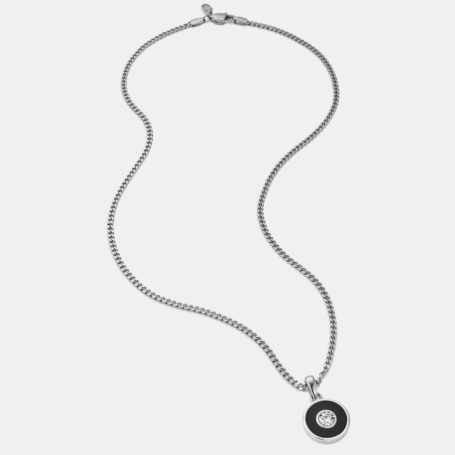 Onyx Round Gem Pendant (Silver)