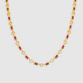 Red Gemstone Clover Necklace (Gold)