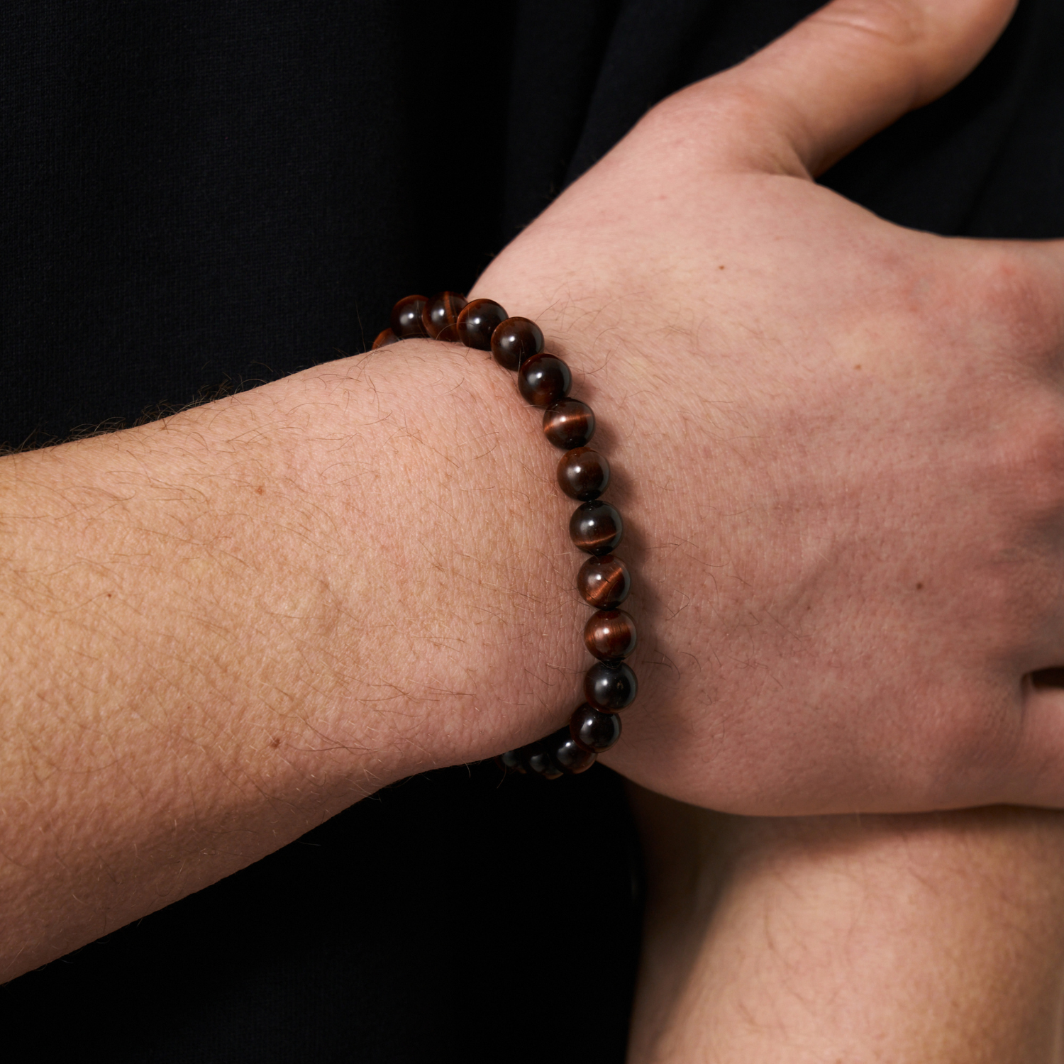 Bracelet en perles de métal œil de tigre (doré)