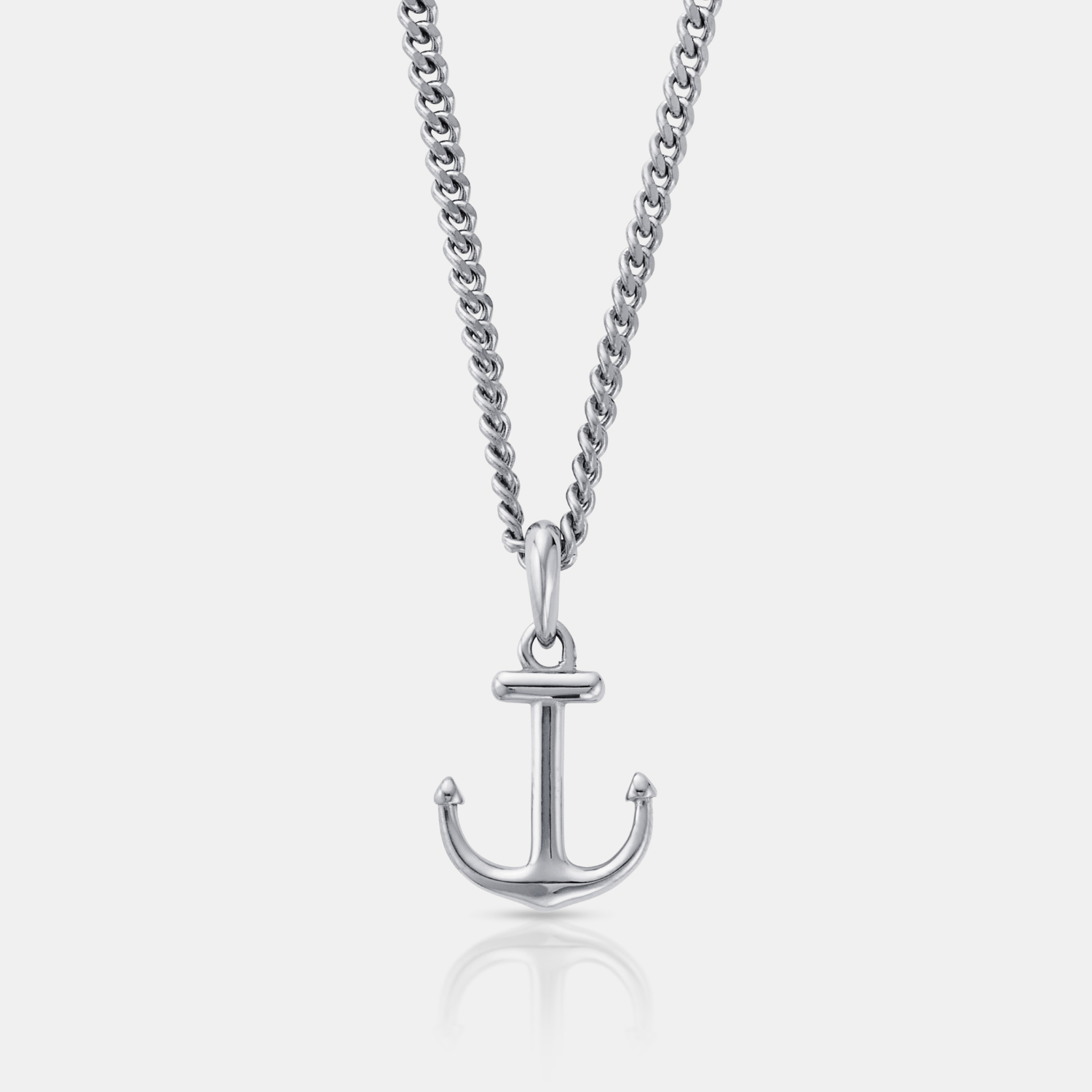 Anchor Men's Pendant Necklace (Silver)