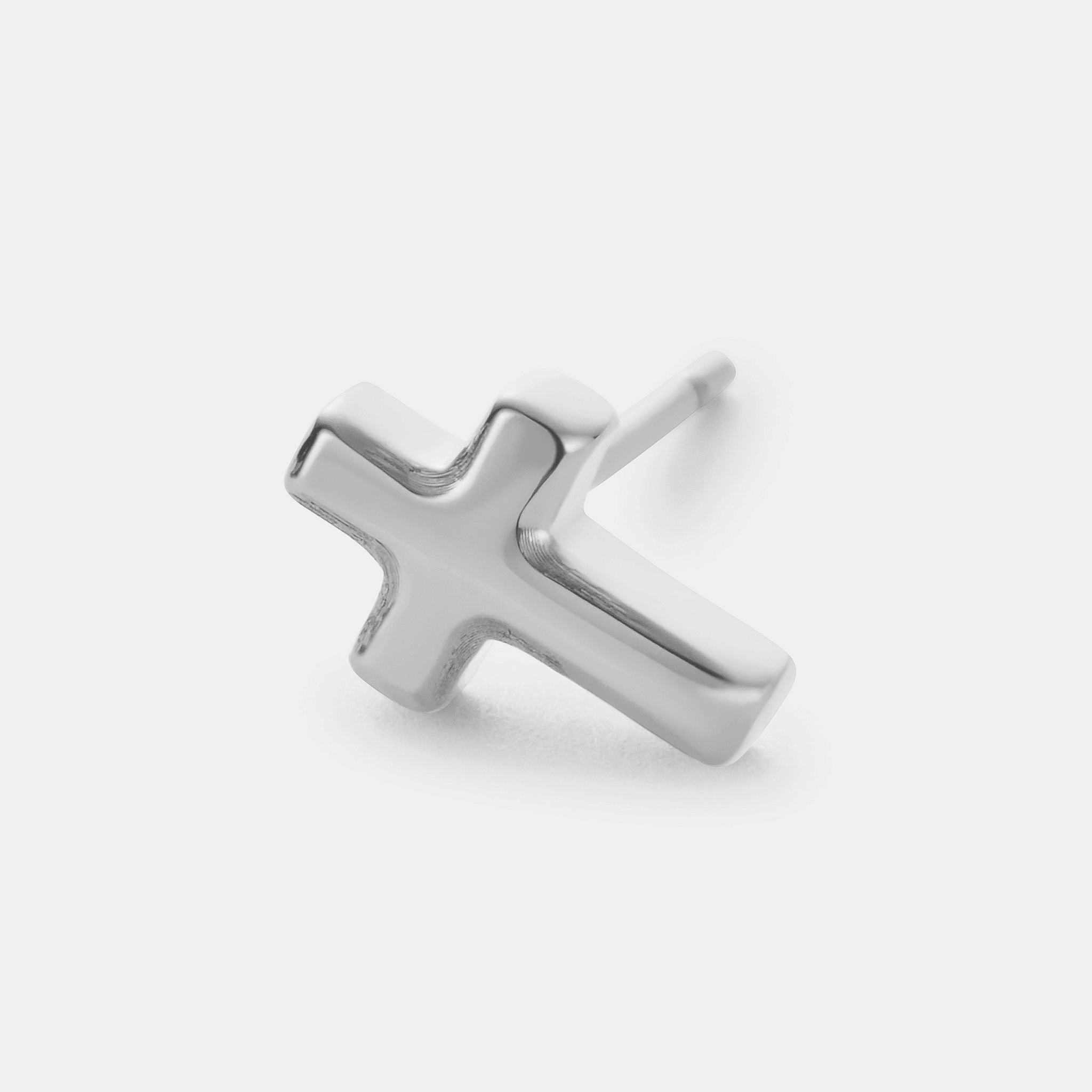 Cross Stud Earring (Silver)