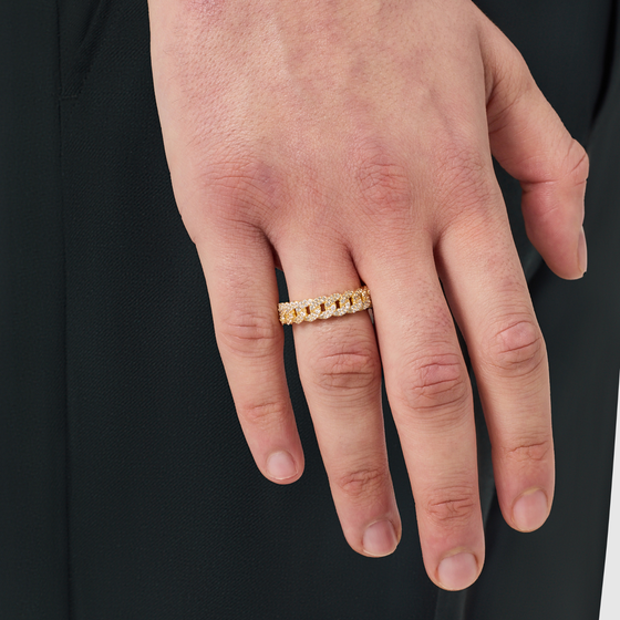 Vereister kubanischer Bandring (Gold) 6mm