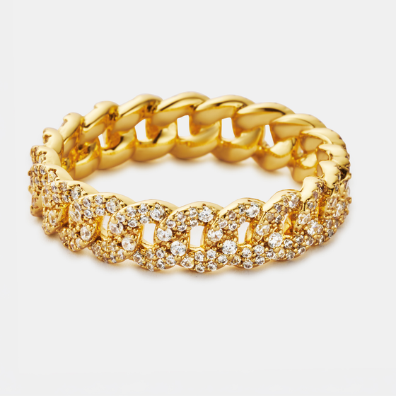 Vereister kubanischer Bandring (Gold) 6mm