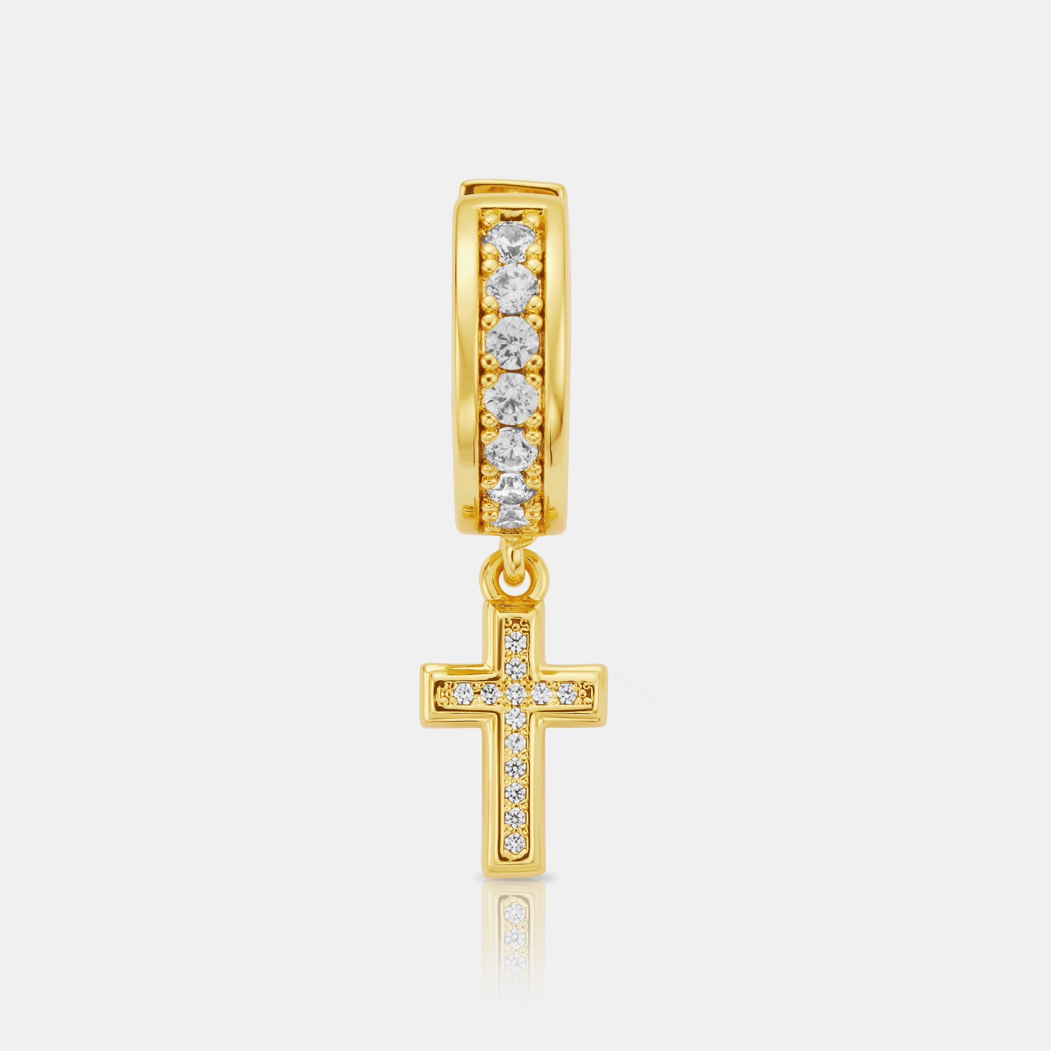 Diamond Cross Hoop Earring (Gold)