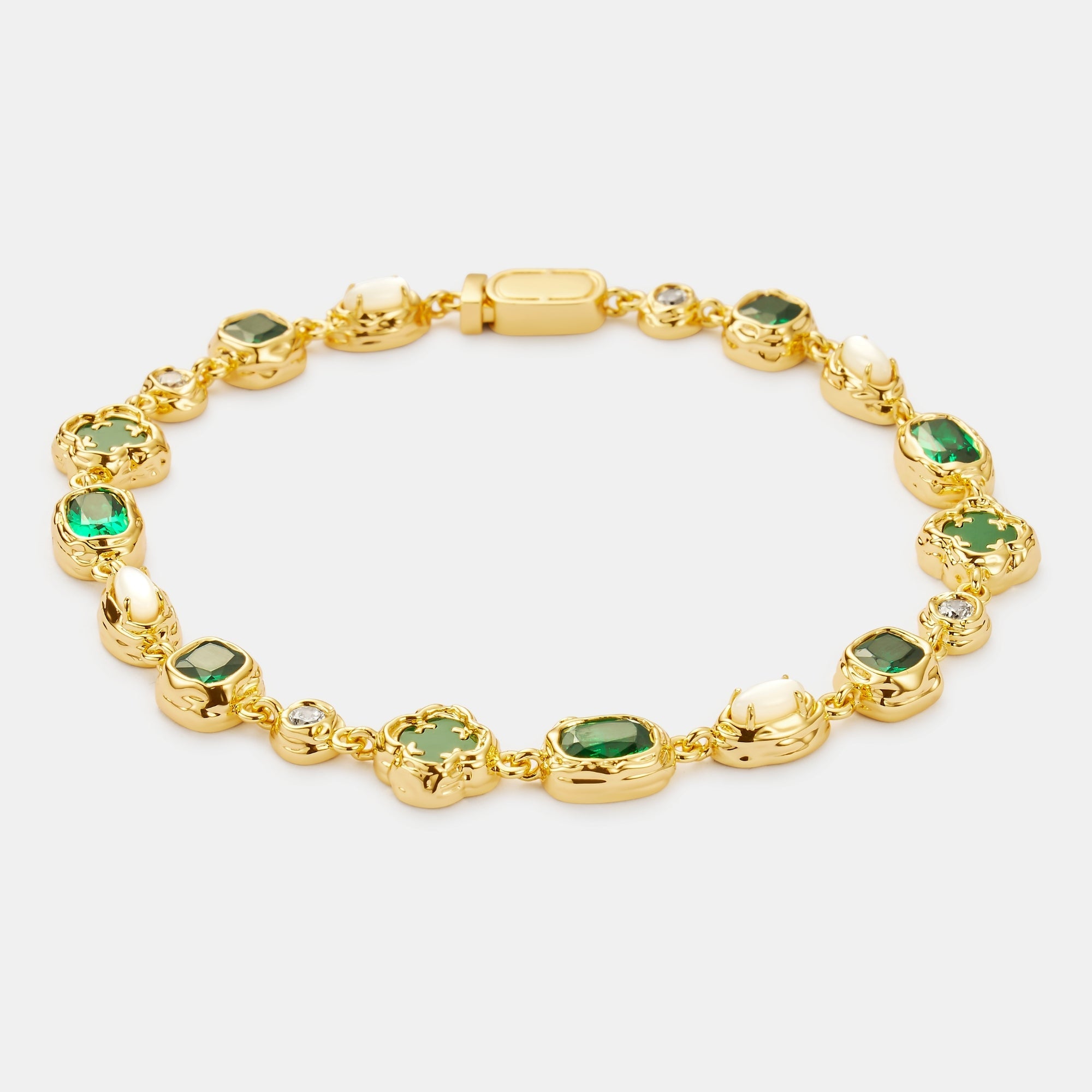 Melted Emerald Gemstone Bracelet (Gold)