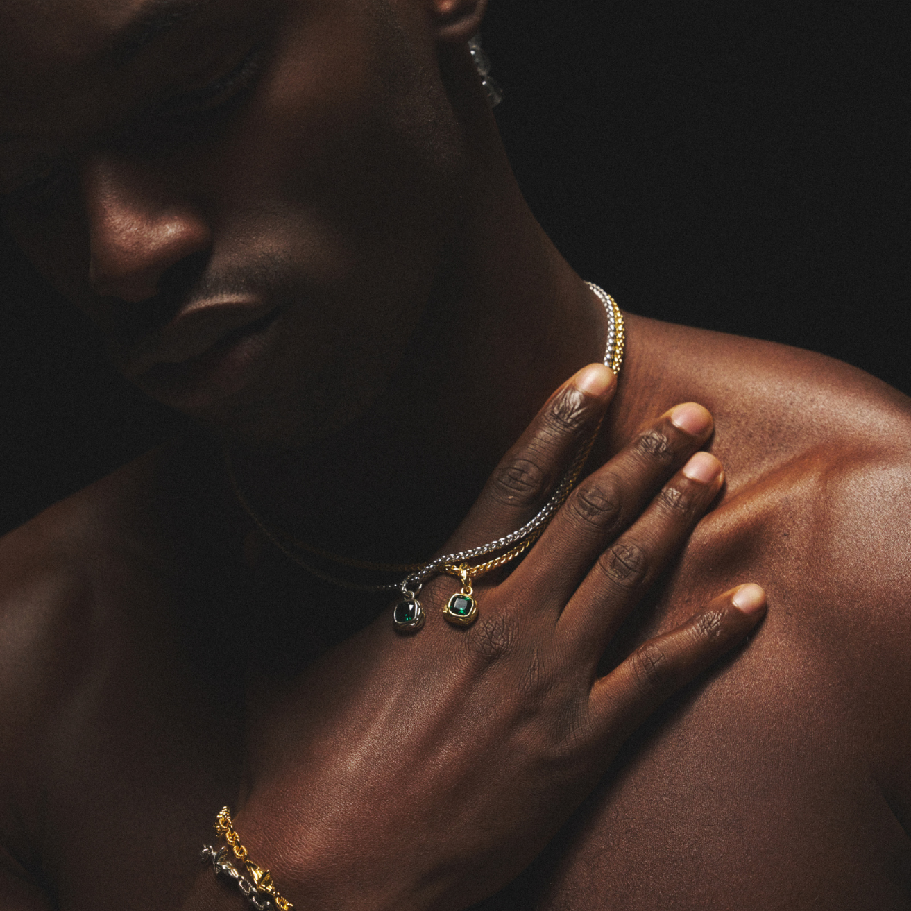 Melted Emerald Stone (18ct Gold) | Sterling Silver