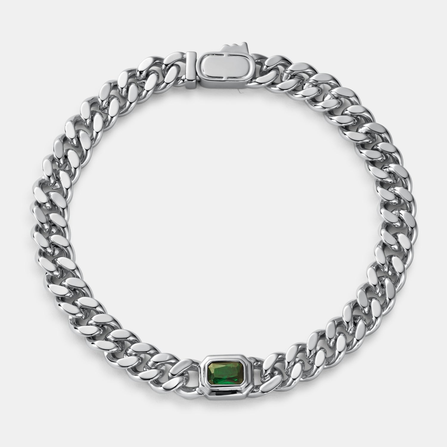 Emerald Cuban Bracelet (Silver) 6mm