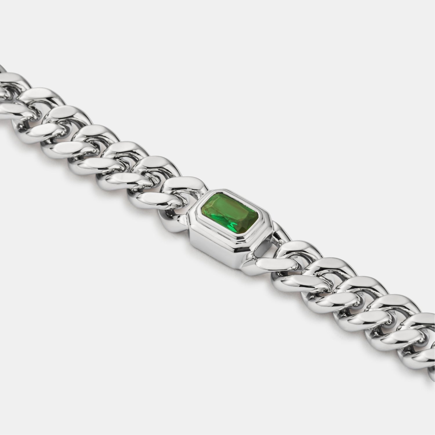 Emerald Cuban Bracelet (Silver) 6mm