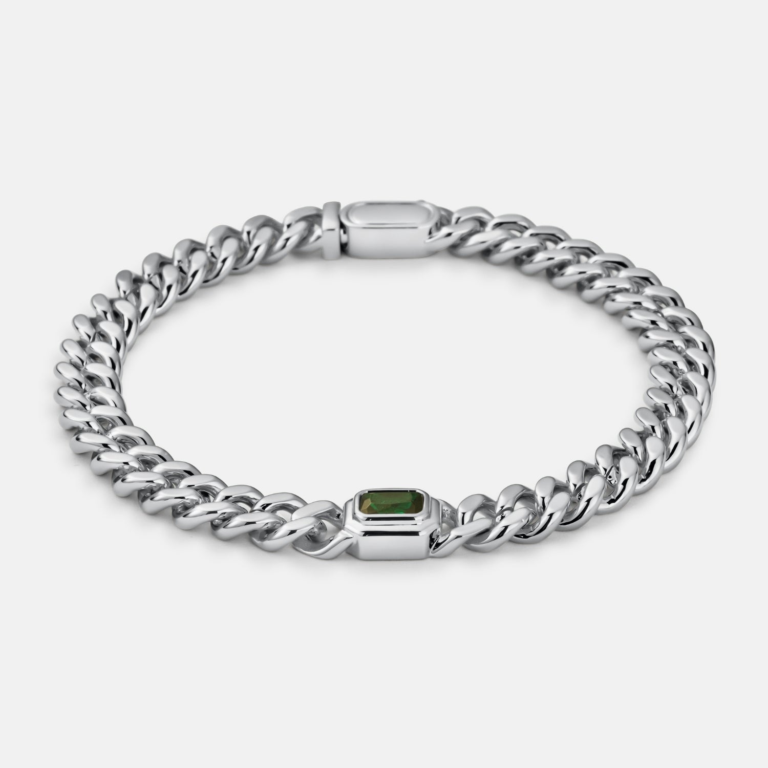 Emerald Cuban Bracelet (Silver) 6mm