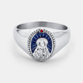 Enamel Virgin Mary Signet Ring (Silver)