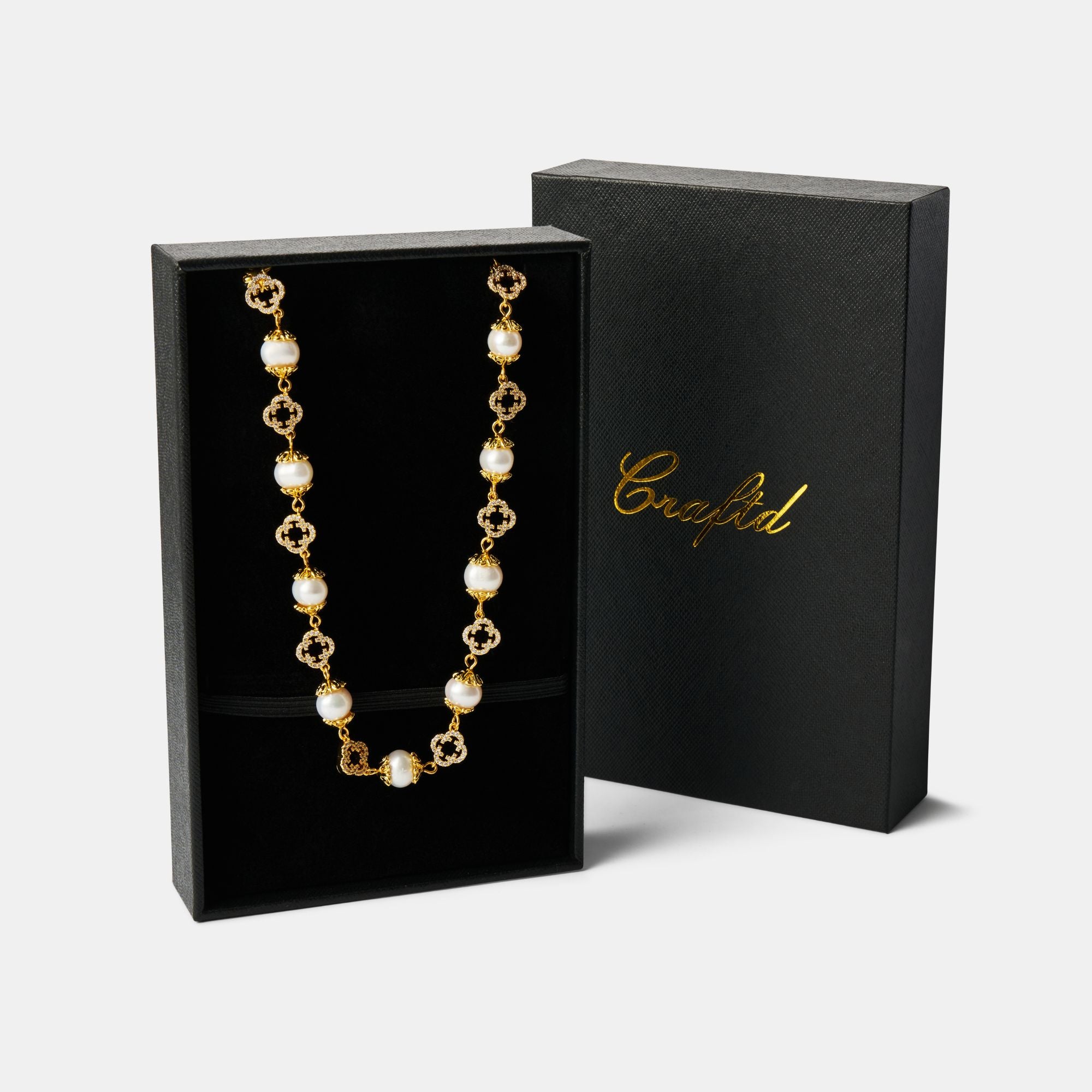 Filigree Real Pearl Necklace (Gold)