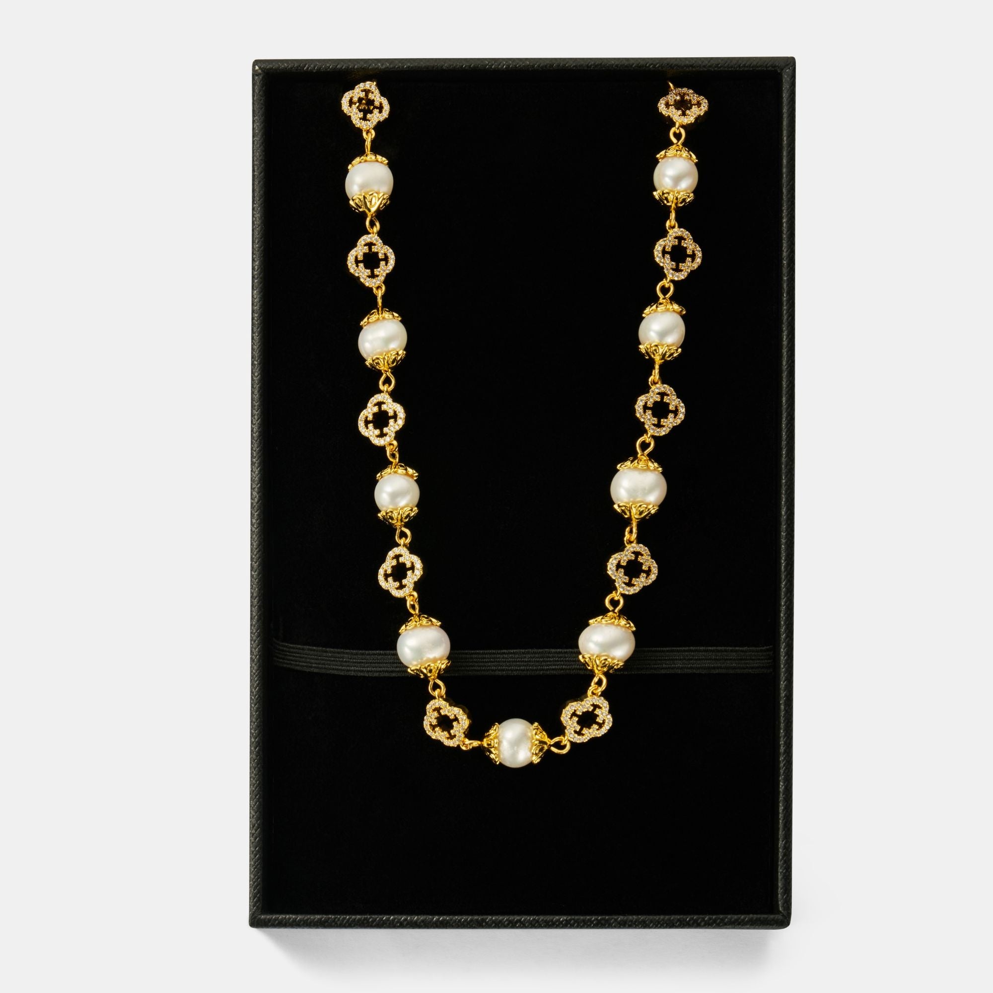 Filigree Real Pearl Necklace (Gold)
