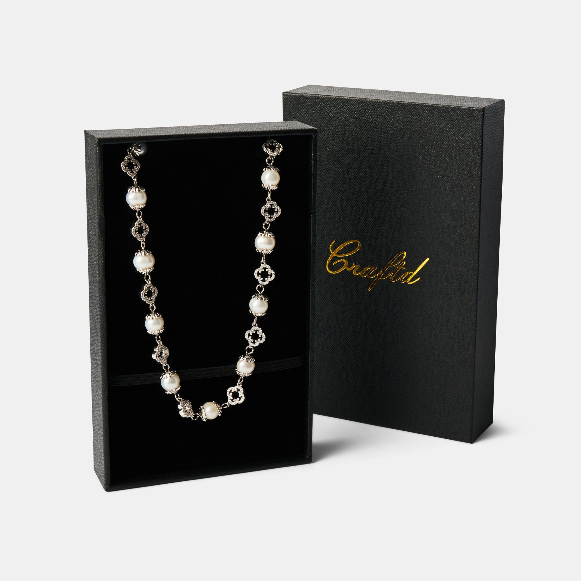 Filigree Real Pearl Necklace (Silver)