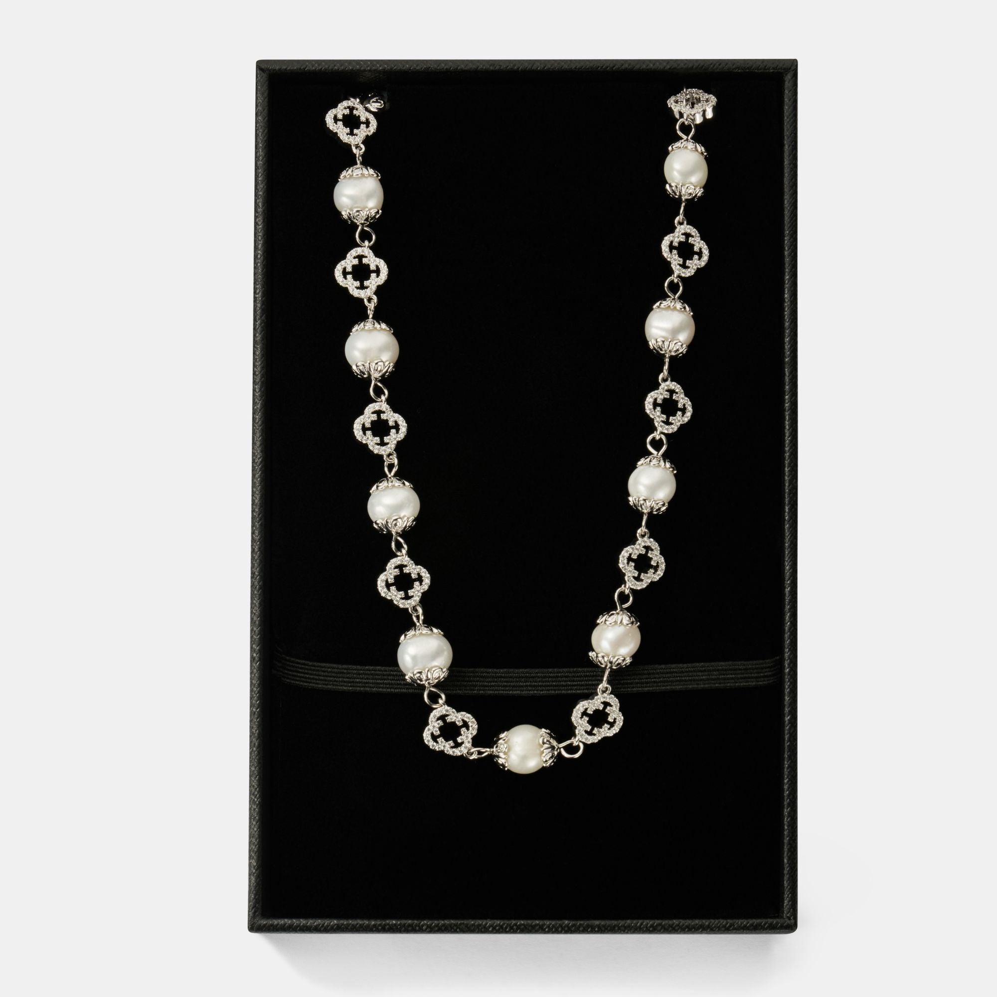 Filigree Real Pearl Necklace (Silver)