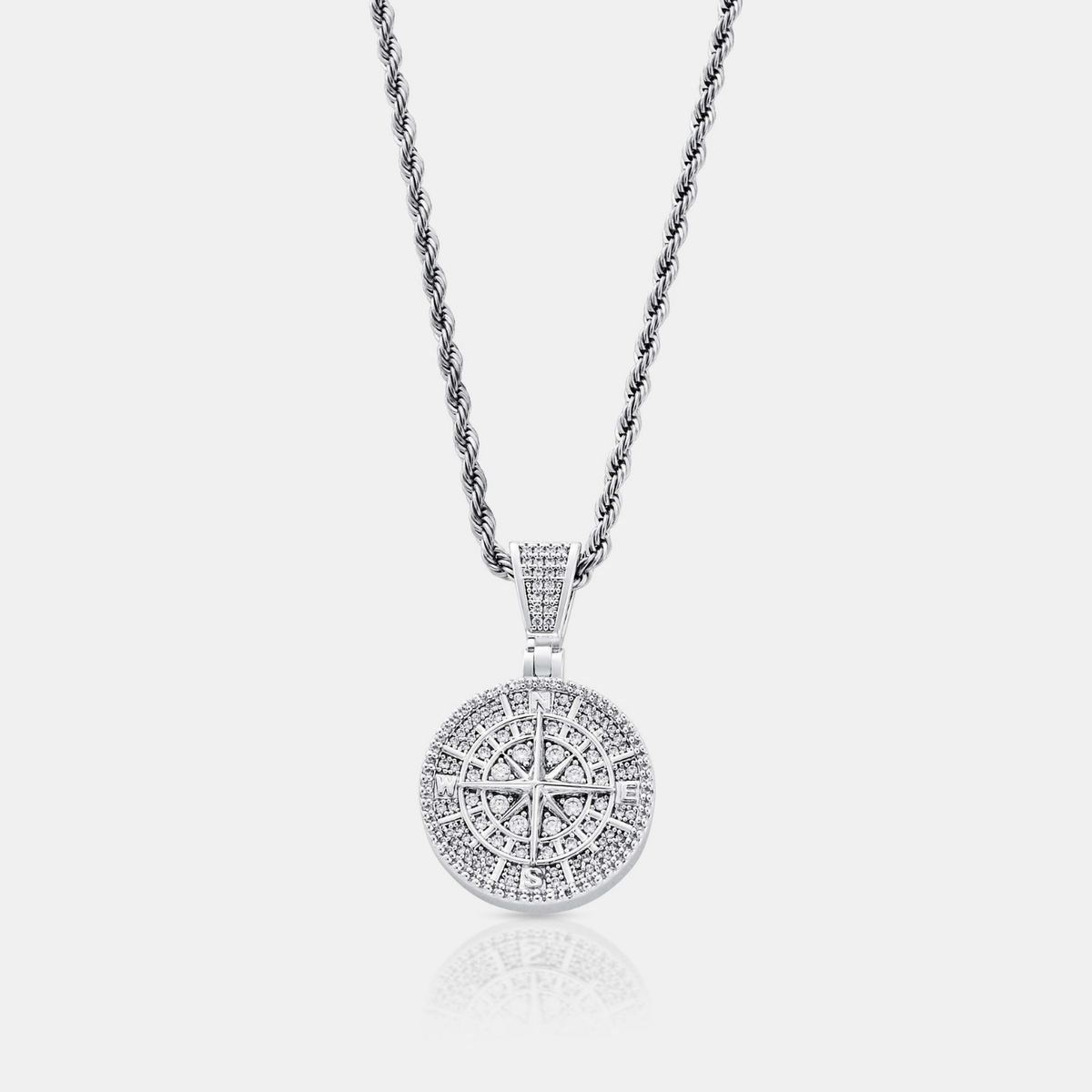 Silver Iced Compass Pendant | CRAFTD London