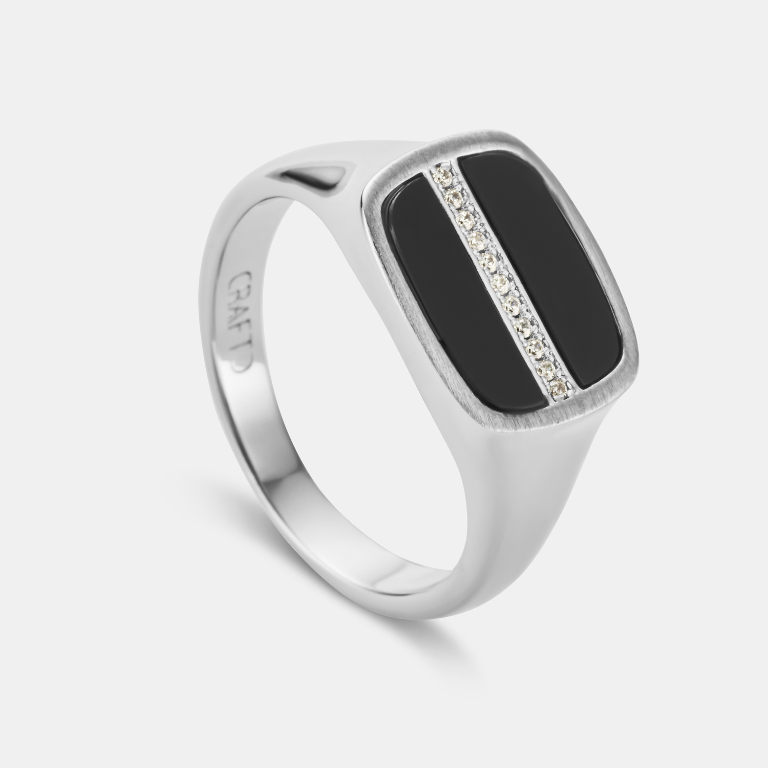 Iced Onyx Signet Ring (Silver)