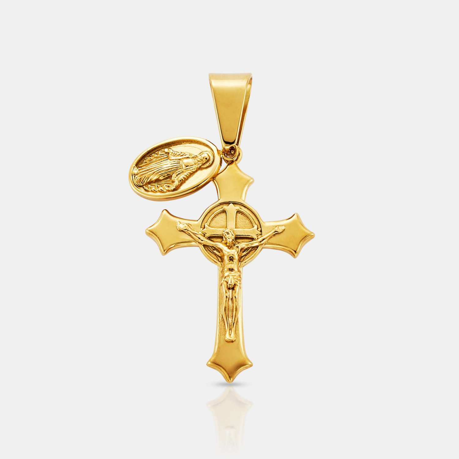 【CRAFTD London】Jesus & Mary (ゴールド) Gold Jesus & Mary Cross Pendant for Men | CRAFTD London