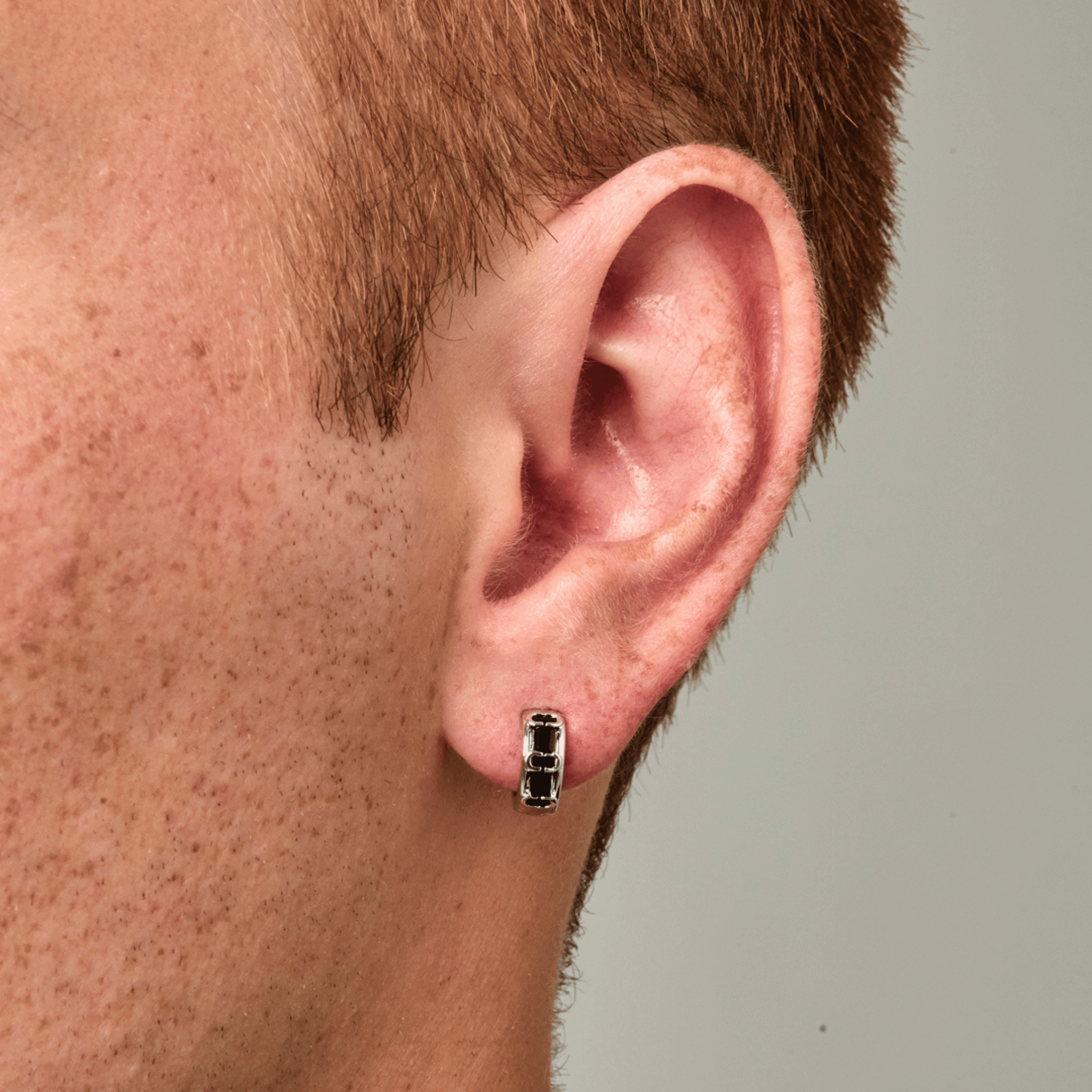 Onyx CD Hoop Earring (Silver)