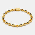 Onyx-Edelstein-Kleeblatt-Armband (Gold)