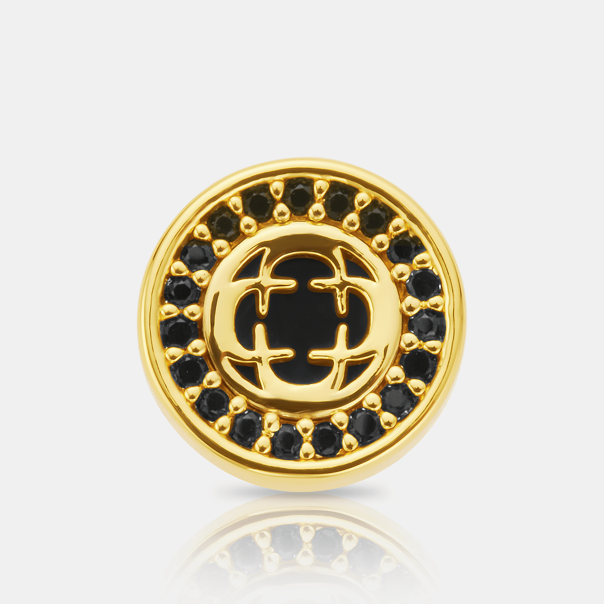 Onyx Clover Stud Earring (Gold)