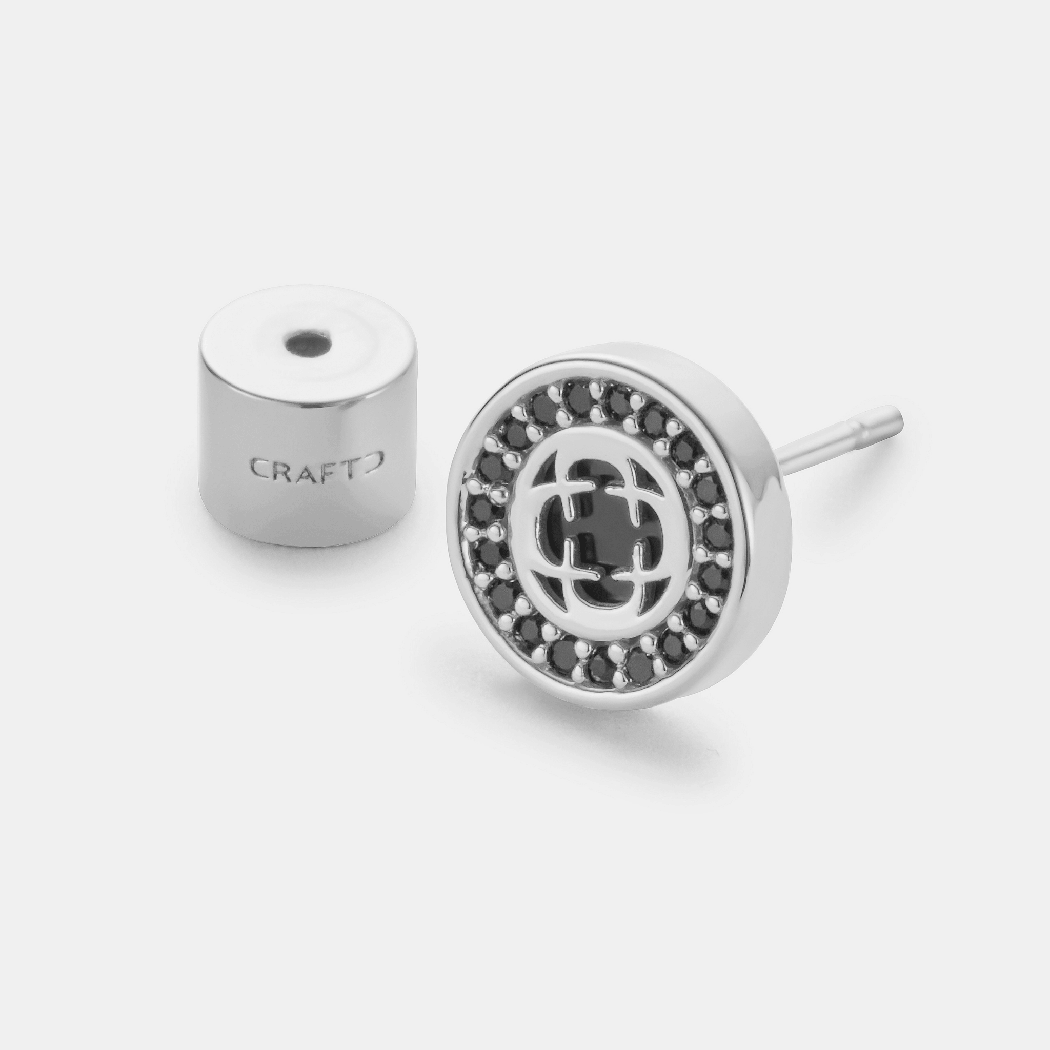 Onyx Clover Stud Earring (Silver)