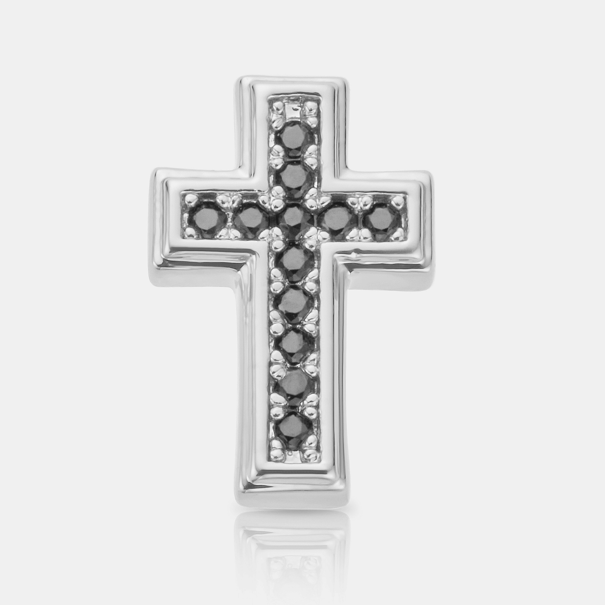 Onyx Cross Stud Earring (Silver)
