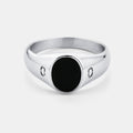 Onyx Oval Stone Signet Ring (Silver)