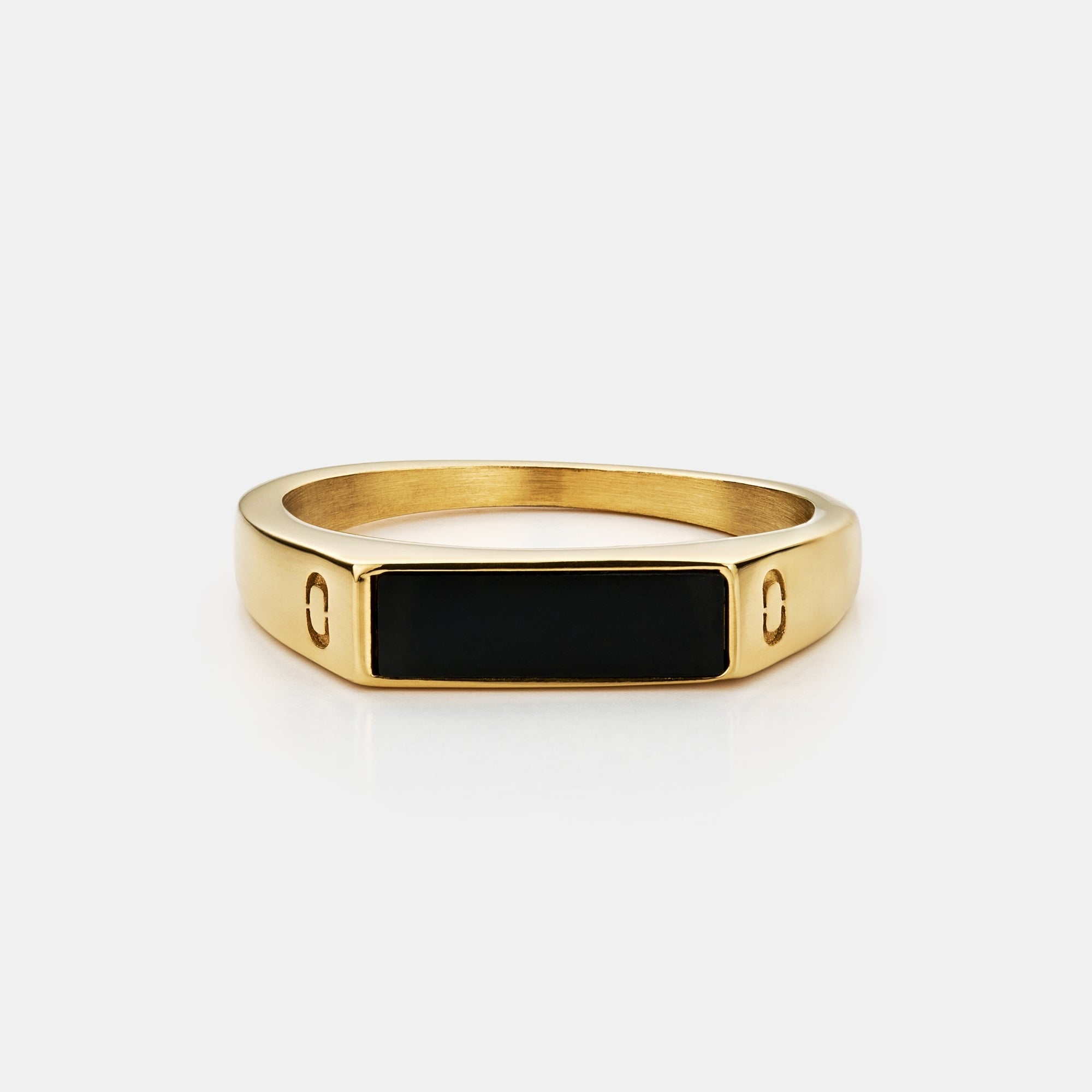 Onyx Rectangle Stone Signet Ring (Gold)