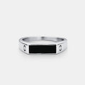 Onyx Rectangle Stone Signet Ring (Silver)