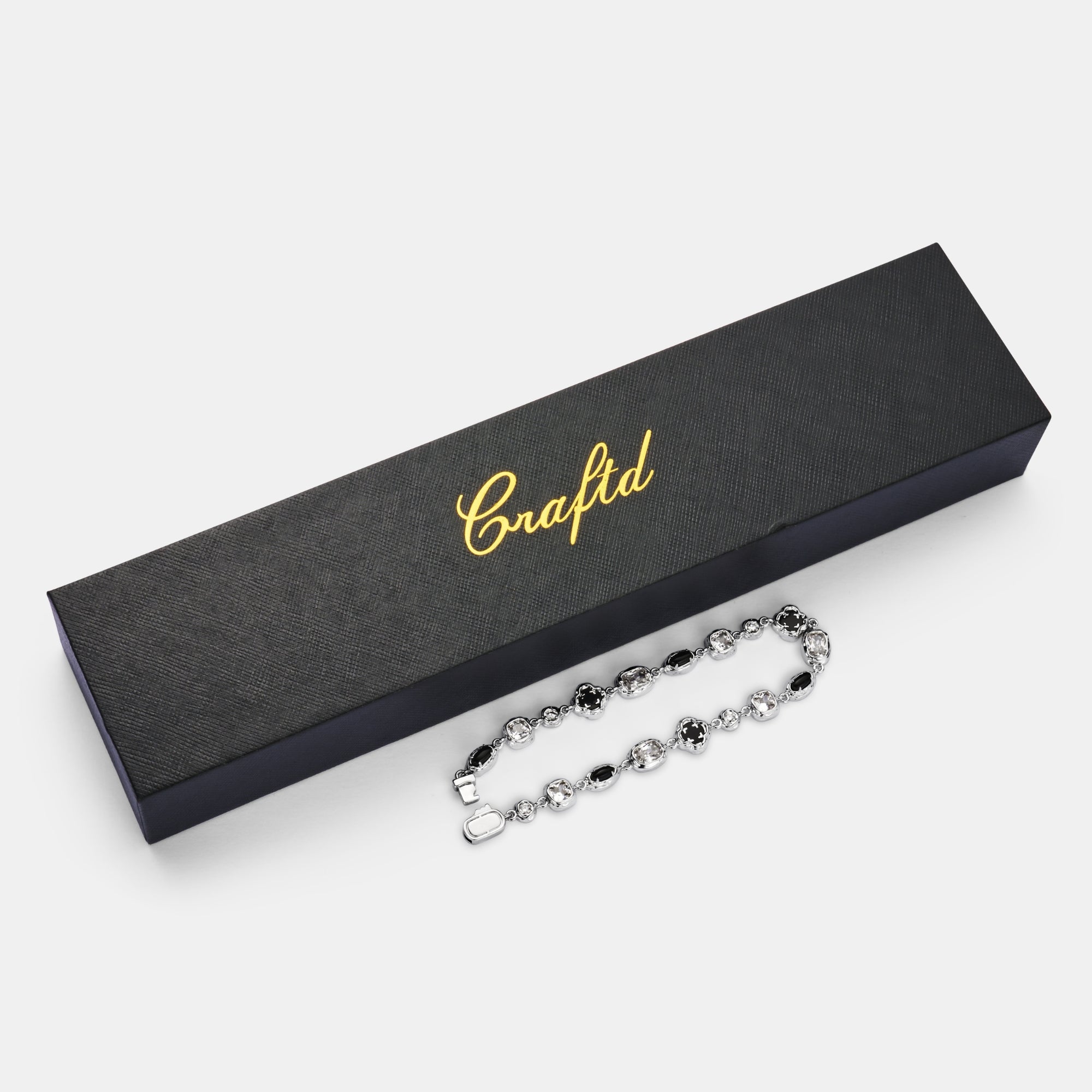 Melted Onyx Gemstone Bracelet (Silver)