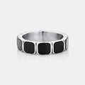 Onyx Stone Band Ring (Silver)